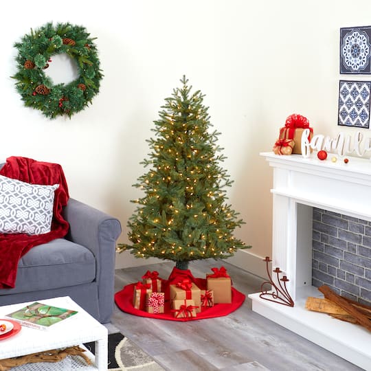5ft. Pre-Lit New Hampshire Spruce Artificial Christmas Tree, Warm White LED Lights